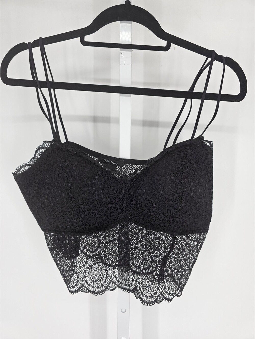 New Look Womens Sz 1X/2X Longline Bralette Black Mesh Lace NEW